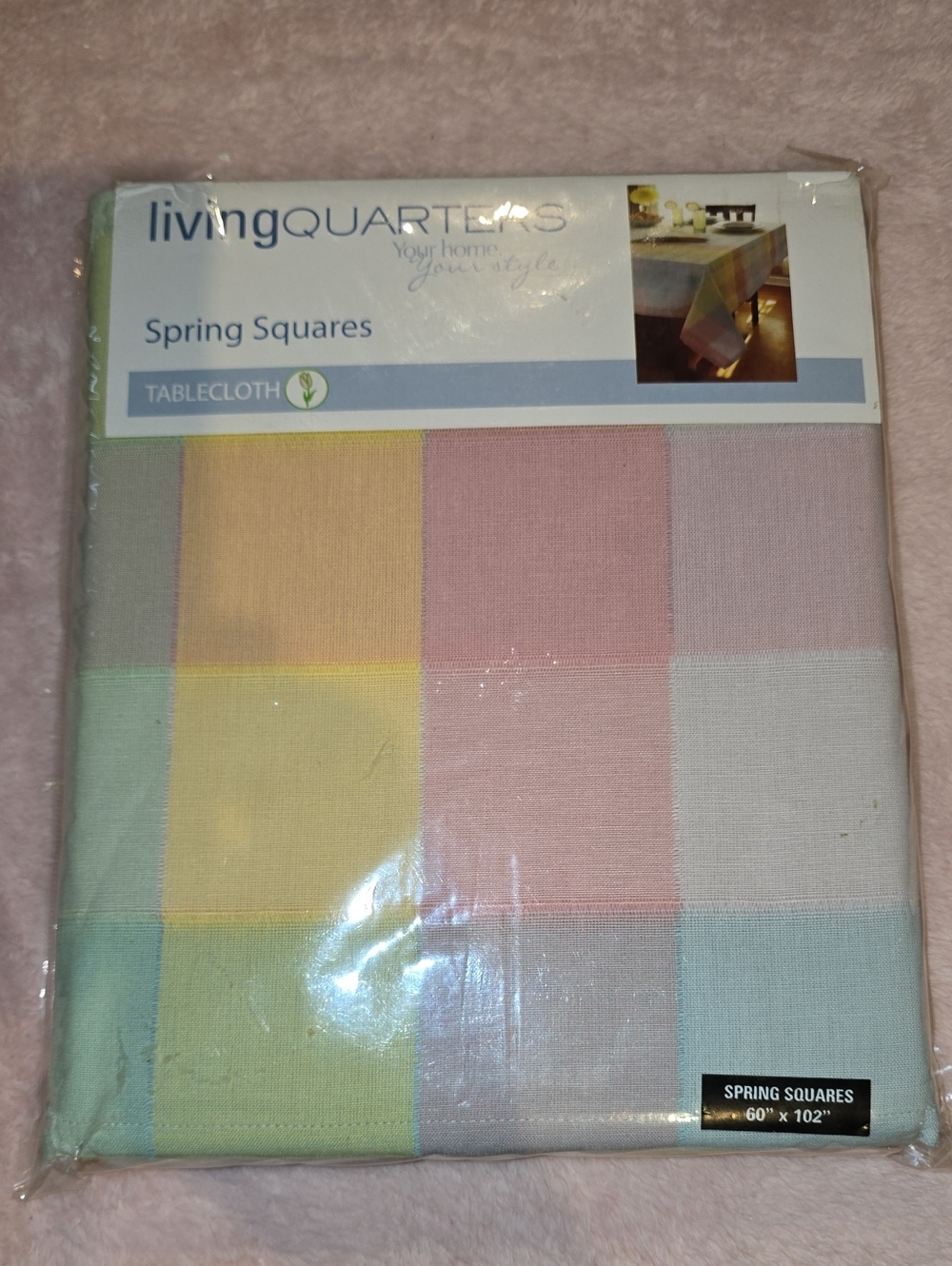 Living Quarters Spring Squares Pastel Tablecloth - Multi-Color